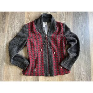 Joseph Ribkoff Red And Black Zip Up Fleece Size 12